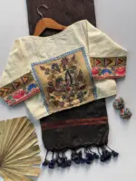 Khadi Vol 3 Khadi Cotton Jari Lining Saree and Blouse Apllic Work Collection - Image 7