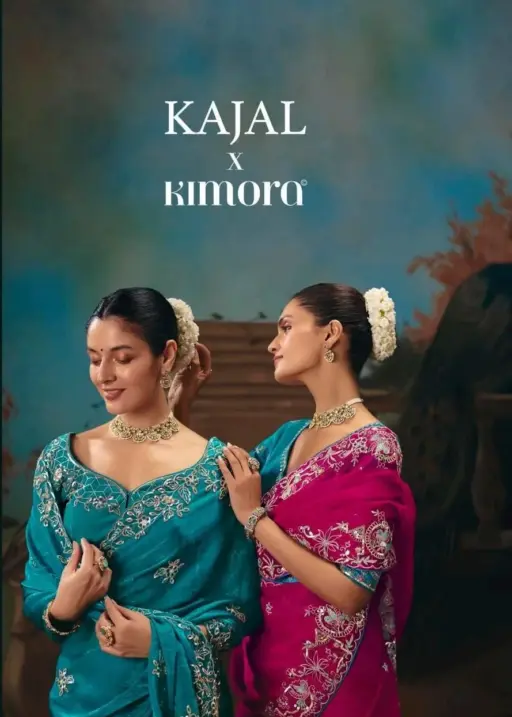 Kimora Kajal Fancy Thread Embroidered Work Designer Saree Collection