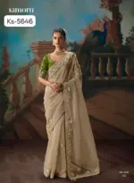 Kimora Kajal Fancy Thread Embroidered Work Designer Saree Collection - Image 10