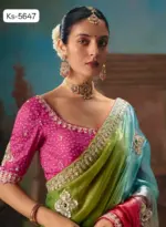 Kimora Kajal Fancy Thread Embroidered Work Designer Saree Collection - Image 13