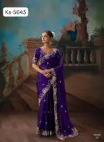 Kimora Kajal Fancy Thread Embroidered Work Designer Saree Collection - Image 17
