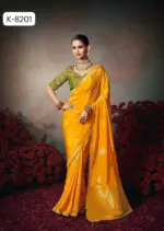 Kira Kamini 8201 to 8206 Chiniya Silk Wedding Wear Saree Collection - Image 14