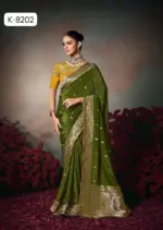 Kira Kamini 8201 to 8206 Chiniya Silk Wedding Wear Saree Collection - Image 8