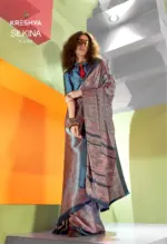 Kreshva Silkina Satin Kashmiri Prints Fancy Saree Collection - Image 2