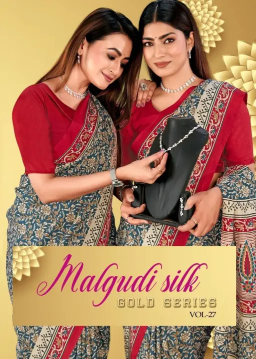 Malgudi Silk Vol 27 Cracle Silk Printed Uniform Saree Collection