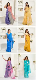 Meera 323 Linen Printed Party Wear Fancy Saree Collection - Image 3