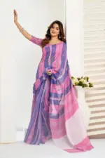 Meera 323 Linen Printed Party Wear Fancy Saree Collection - Image 5