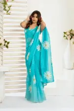 Meera 323 Linen Printed Party Wear Fancy Saree Collection - Image 8