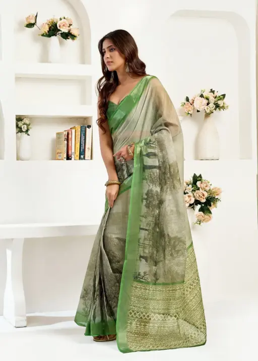 Meera 325 Linen Printed Ready to Wear Fancy Saree Collection