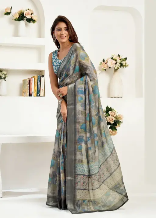 Meera 326 Linen Printed Ready to Wear Fancy Saree Collection