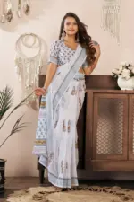 Meera 328 Linen Printed Ready to Wear Fancy Saree Collection - Image 5