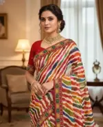 Multi Rangila Georgette Leheriya Printed Fancy Saree Collection - Image 3