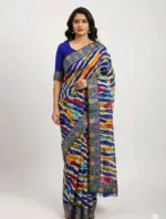 Multi Rangila Georgette Leheriya Printed Fancy Saree Collection - Image 4