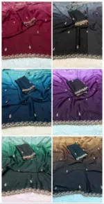 Paris Arhaam Georgette Embriodery Bollywood Saree Collection - Image 6