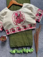 Sccf Shreenath Khadi Cotton Hand Work Saree Collection