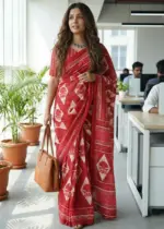 Scdf Office Time C Fancy Cotton Printed Saree Collection - Image 5