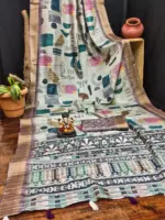 Scvc Radha Handloom Silk Ikkat Printed Fancy Saree Collection - Image 2