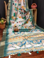 Scvc Radha Handloom Silk Ikkat Printed Fancy Saree Collection - Image 3