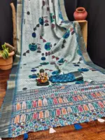 Scvc Radha Handloom Silk Ikkat Printed Fancy Saree Collection - Image 4