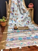 Scvc Radha Handloom Silk Ikkat Printed Fancy Saree Collection - Image 6