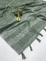 Scwt Linen a Linen Woven Tassel Daily Wear Saree Collection - Image 5