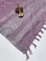 Scwt Linen a Linen Woven Tassel Daily Wear Saree Collection - Image 8