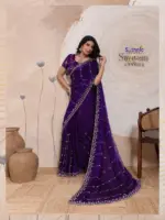 Sethnic Swayam Metallic Velvet Sequence Zari Work Saree Collection - Image 2