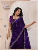 Sethnic Swayam Metallic Velvet Sequence Zari Work Saree Collection - Image 22