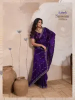 Sethnic Swayam Metallic Velvet Sequence Zari Work Saree Collection - Image 29