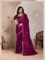 Sethnic Swayam Metallic Velvet Sequence Zari Work Saree Collection - Image 5