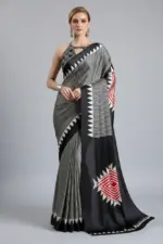 Sf Temple Japan Satin Ajrakh Printed Fancy Saree Collection - Image 4