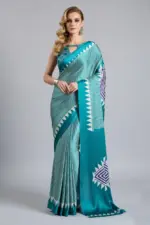 Sf Temple Japan Satin Ajrakh Printed Fancy Saree Collection - Image 5