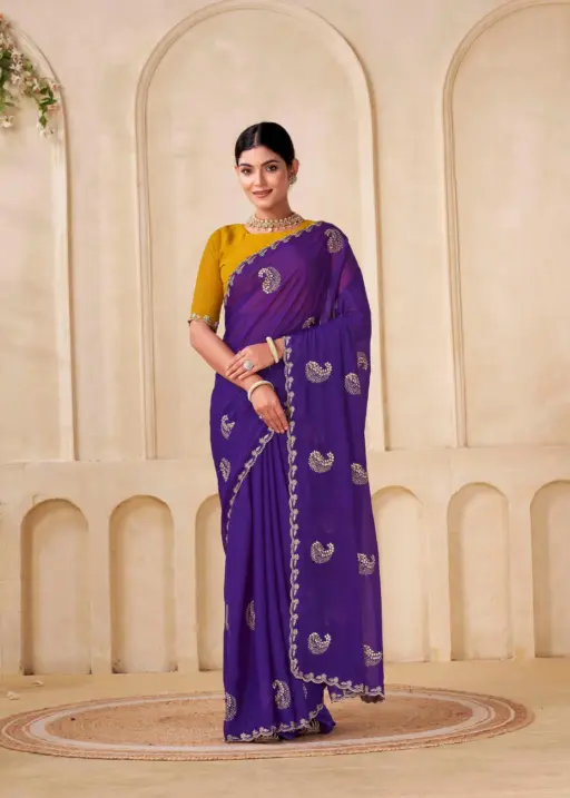 Shanta Modal Georgette Embroidery Zari Worked Saree Collection