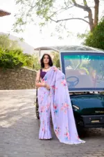 Taraa L 7041 Weighless Marbal Floral Printed Beautiful Saree Collection - Image 5