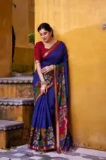 Taraa L 7048 Viscose Chanderi Kalamkari Printed Fancy Saree Collection - Image 3