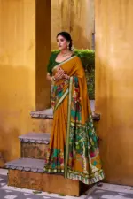 Taraa L 7048 Viscose Chanderi Kalamkari Printed Fancy Saree Collection - Image 5