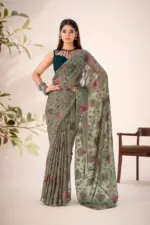 Taraa L 7051 Lurex Brasso Floral Viscose Fancy Saree Collection - Image 3
