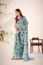 Taraa L 7051 Lurex Brasso Floral Viscose Fancy Saree Collection - Image 5