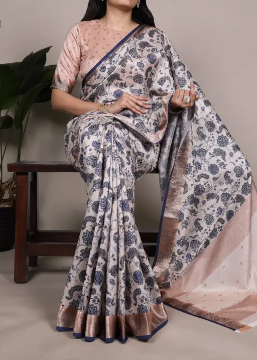 Taraa L 7055 Tussar Silk Printed Fancy Saree Collection