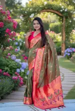 Vt 6079 T Banarasi Silk Meenakari Weaved Fancy Saree Collection - Image 6