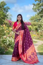 Vt 6079 T Banarasi Silk Meenakari Weaved Fancy Saree Collection - Image 9