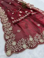 Vt 6083 T Fandy Satin Embroidery Worked Premium Saree Collection - Image 13