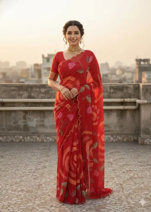 Vt 755 T Georgette Printed Festival Wear Saree