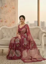 Vt 821 T Soft Tabby Organza Sequence Saree