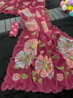 Vt 821 T Soft Tabby Organza Sequence Saree - Image 5