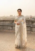 Vt 823 T Premium Fandy Satin Embroidery Saree Collection - Image 3