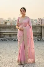 Vt 823 T Premium Fandy Satin Embroidery Saree Collection - Image 7
