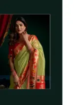 Gobuni Seerat Tissue Paithani with Lotus Zari Border Saree Collection - Image 12