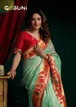 Gobuni Seerat Tissue Paithani with Lotus Zari Border Saree Collection - Image 5