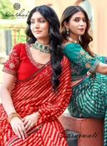 Kashvi Saraswati Dull Moss Brasso with Work Saree Collection